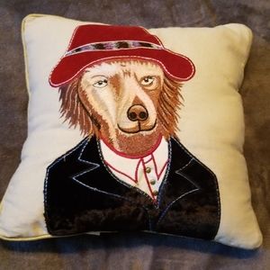 Embroidered Dapper Dog pillow. NWT